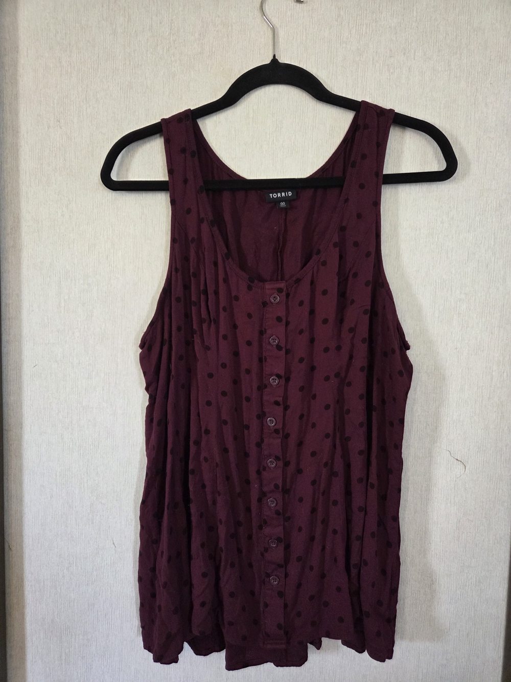 torrid Burgundy Polka Dot Button Tank Top